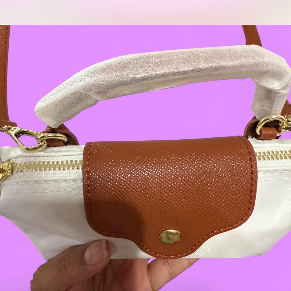 White and Brown Trendy Mini Bag - Picture 3 of 6
